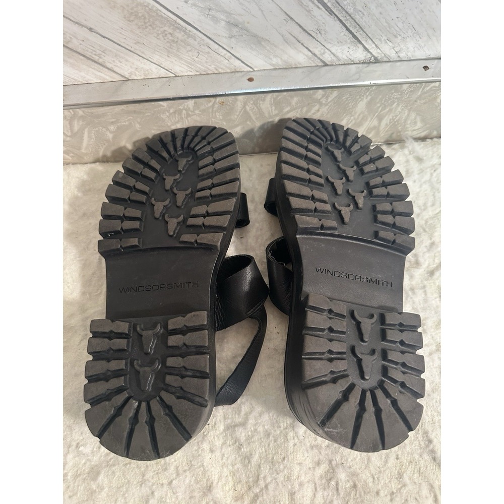 Windsor Smith Black Chunky Platform Sandals Women's Size 8 Leather Straps Buckle - Picture 6 of 7